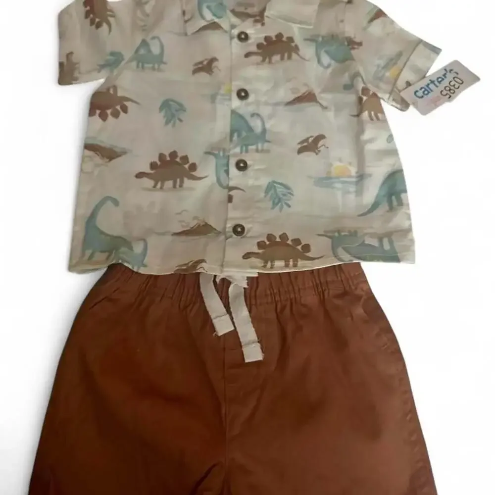 Baby Boy 2-Piece Set: Carter's Dinosaur Outfit and Disney Mickey Mouse Shirt (9